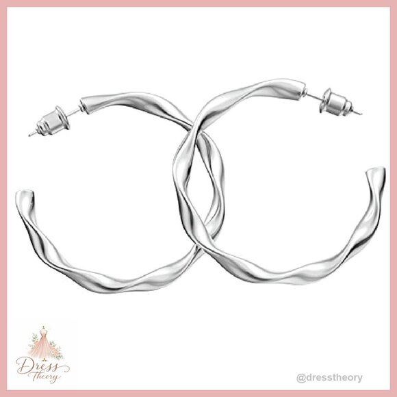 14K Gold Plated Chunky Hoop Earrings Hypoallergenic Hinged Closure - Picture 2 of 7